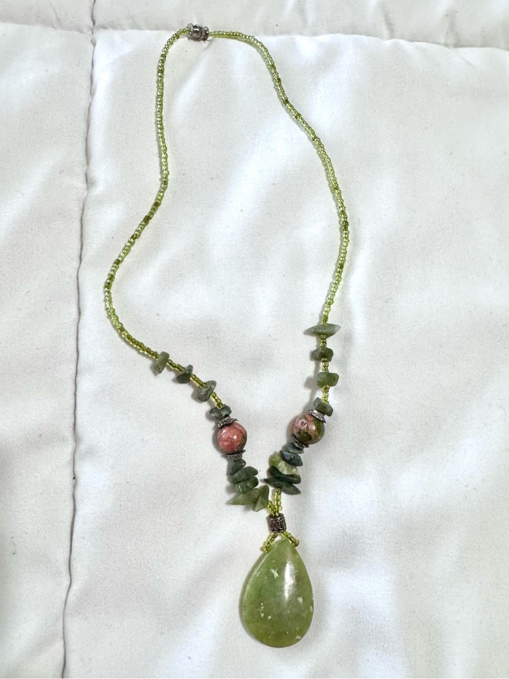 3/$8 Jade Teardrop Pendant Necklace - Picture 3 of 3